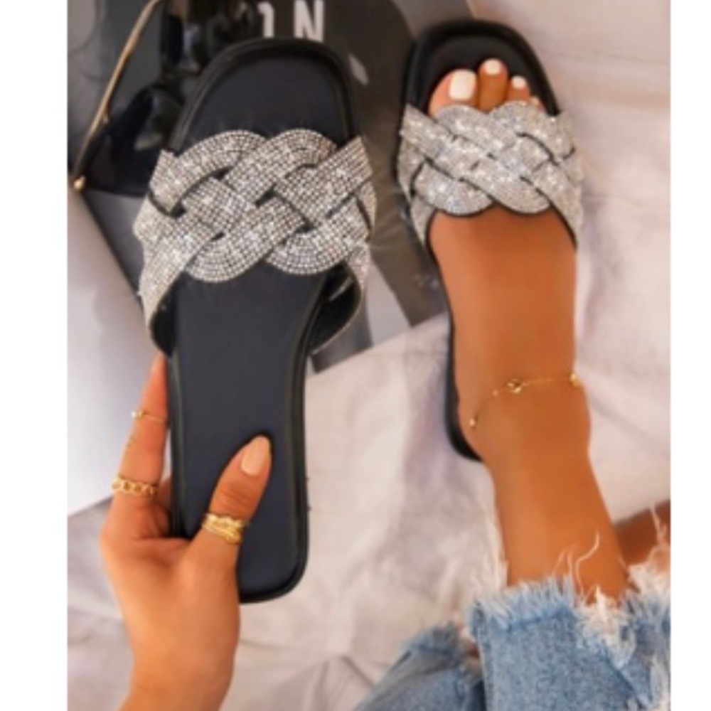 Embellished braid sandals